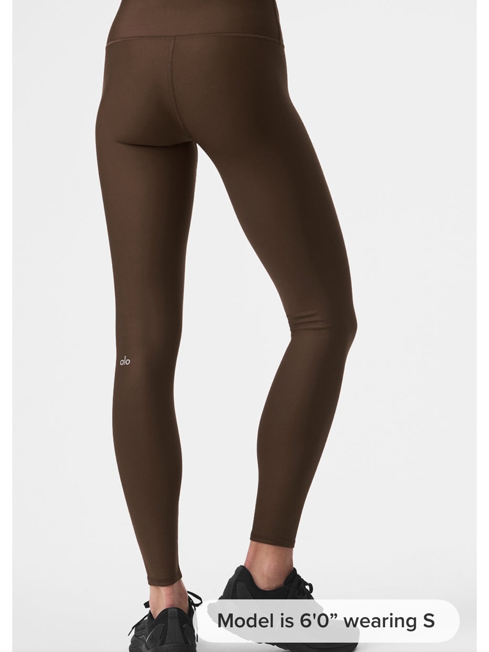ALO Airlift Yoga Brown Leggings with Taupe Sports Bra and White Headband - Picture 7 of 7